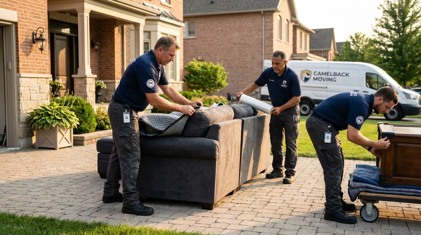 Large estate moving crew wrapping furniture in Centre Hall, PA