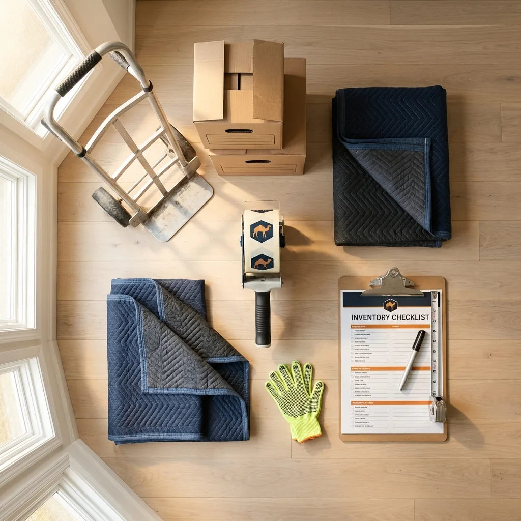 Professional moving supplies and packing materials layout for Centre Hall residential relocations